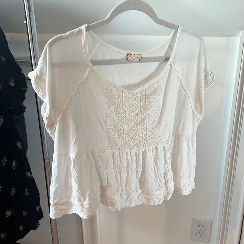 Free people white top with beaded detail
